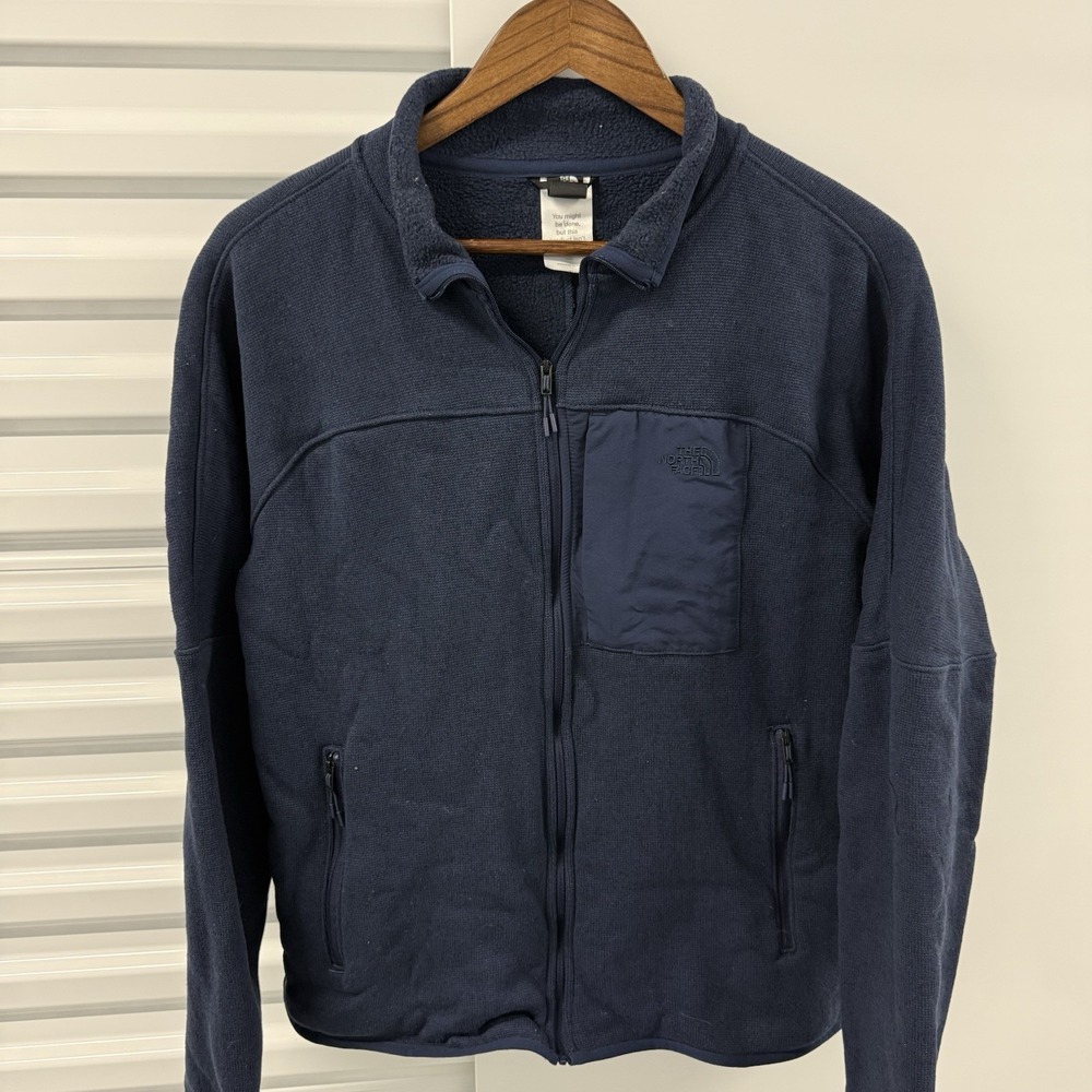 The North Face Circular Design Fleece Jacket Mens M Navy Full Zip Outdoor